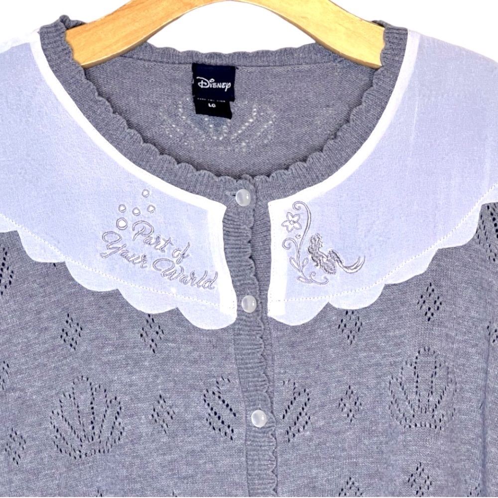 Disney The Little Mermaid Ariel Grey Pointelle Cardigan - Picture 9 of 15
